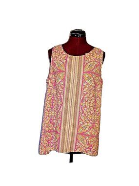 ROSE & OLIVE Women’s Large Sleeveless Top Keyhole Back Back Slit Hi-Low Hem